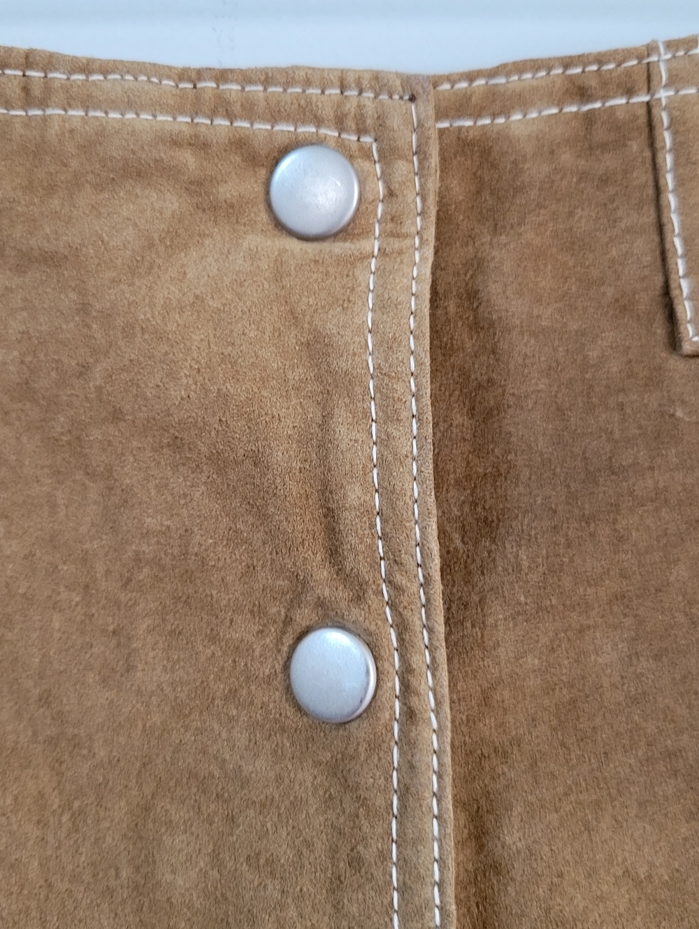 VTG BB Dakota Suede Mini Snap Skirt Women's Size 13/14 Western Cowgirl Boho - Picture 5 of 10
